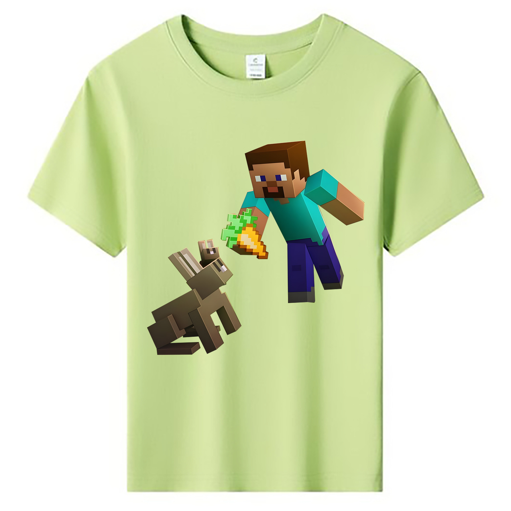 （画像用） マインクラフト ブロックの世界 Minecraft MC Block world 綿100％キッズTシャツ（フロントプリント）
